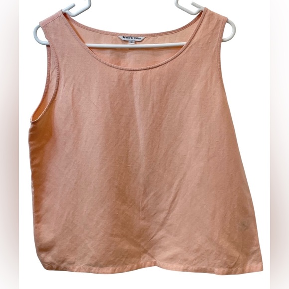 Vintage 90s Pink Linen Tank | Coastal Grandma Minimal Top | Size 10 - Picture 2 of 3